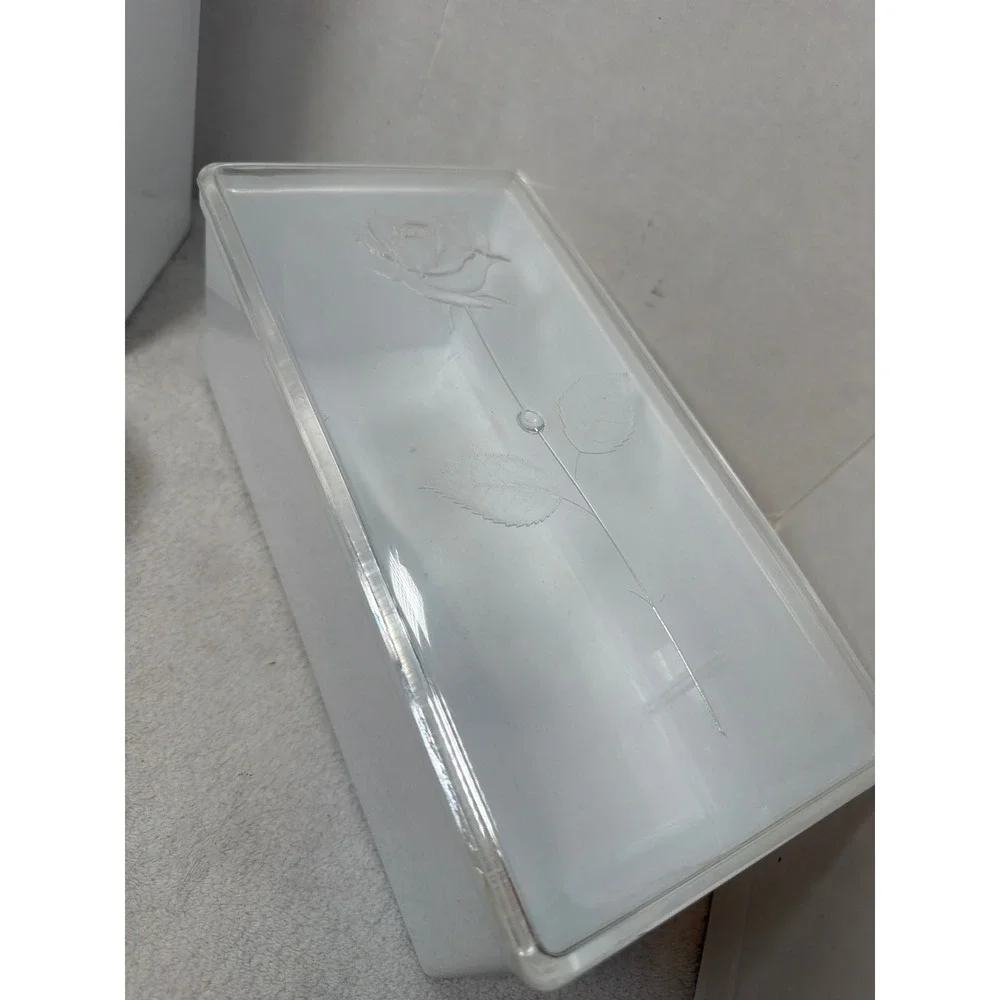 Vintage‎ 60s Wil-hold Storage Box Set White Clear Embossed Rose 3 Piece
